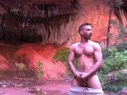 Preview 5 of Cute jock jacking off in nature