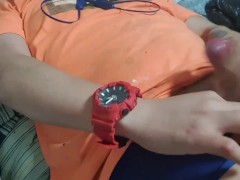 RED WATCH GUY BIG COCK INSIDE BLUE CALVIN KLEIN CAUGHT JERKING OFF