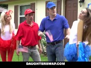 Preview 1 of Teen Neighbors Swap & Fuck Dad To Vote Red & Blue