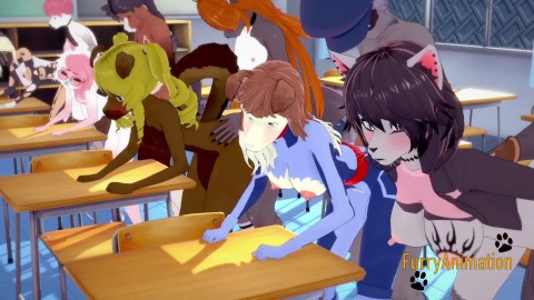 Furry Hentai 3D Yiff - Orgie poilue dans une salle de classe