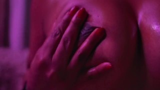 Sexy oily ebony boob massage 