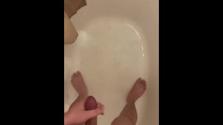 Uncut Asian cumming in the shower 