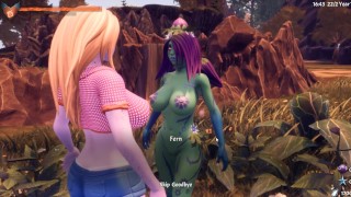 Nephelym 헨타이 3D 게임 Ep 1의 사육자 A 식물 괴물 소녀는 나의 거대한 카우걸 가슴을 빨아들였습니다.