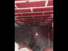 Naughty Slut Power Washes the wall with piss, the splash back was bad, it felt like a golden shower!