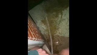 Naughty Slut Is Too Lazy To Use The Restroom So He Opens The Door And Urinates Outside