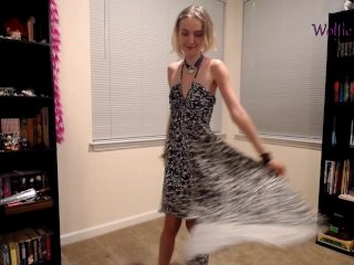 blonde, dress try haul, very skinny woman, small tits