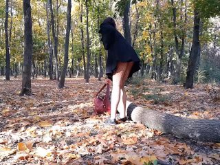 Warm Autumn- NO PANTIES # Up CoatNO PANTIES in_Public Park