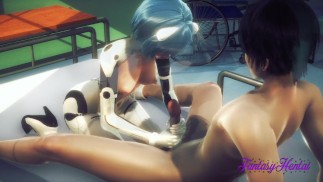 Евангелион Хентай 3D - Рей дрочит Синдзи и кончает ей в лицо