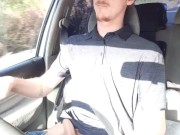 Preview 1 of Long drive, huge cock had to  cum public driving cumshot