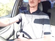Preview 3 of Long drive, huge cock had to  cum public driving cumshot