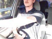 Preview 4 of Long drive, huge cock had to  cum public driving cumshot