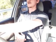 Preview 6 of Long drive, huge cock had to  cum public driving cumshot