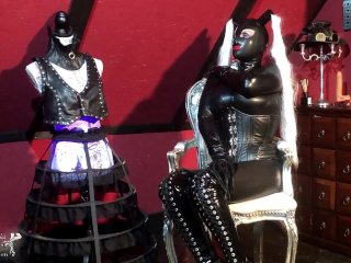 Dominatrix Frida in Latex CatSuit - Tight Corset - Ballet Boots - Long Nails