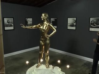 Golden Heist - Caroline Pierce & Star Nine Wet & Messy Body Painting Statue Fetish TRAILER