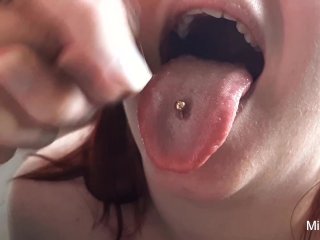 verified couples, cum eating, tongue piercing, cum hungry