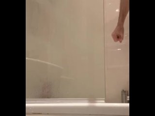 Hot and Steamy shower wank Part one - amateur cumming big dick married straight guy. Wanking to cum