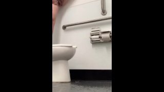 Huge messy piss in public bathroom