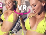 BIG FAKE TITS IN VR 3D 4K AT THE POOL - VIRTUAL REALITY BIMBO MICRO BIKINI FUCK 360/180