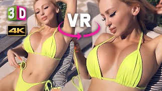 GROSSE FALSCHE TITTEN IN VR 3D 4K AM POOL - VIRTUAL REALITY BIMBO MICRO BIKINI FICKEN 360/180