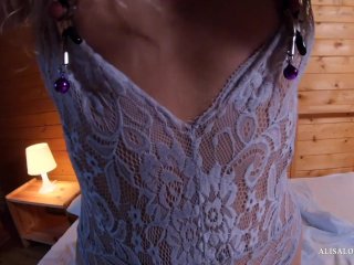 Nipple Clamps and Big Pussy Vibrator - Beautiful_Babe Has Rough_Orgasm