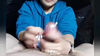 Asian hottie milking cock