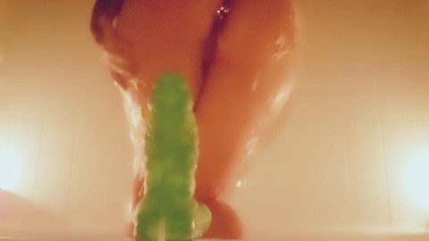 NerdyGothCurves Bubble Bath Riding Bad Dragon - Creampie!