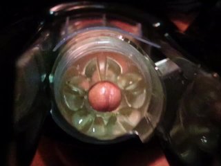 Fleshlight quicklaunch milking my cock, Icum twice