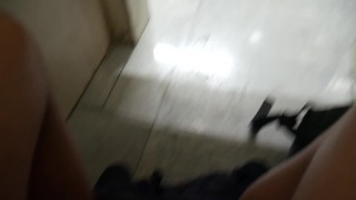 He masturbates secretly in a public bathroom