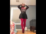 Kim's skirt tease (latex, pussy, female mask, trans, crossdress, mask, feminization, fetish, tights)