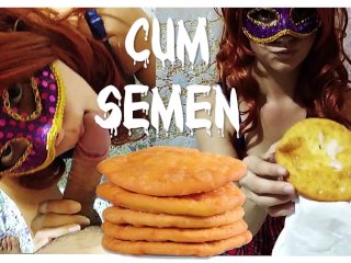 chilena incognita, blowjob, eating semen, food cum