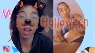 TS Girl Can't Control Herself On Halloween - 4K