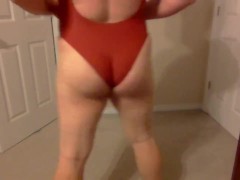 Sissy in new one piece bathing suit