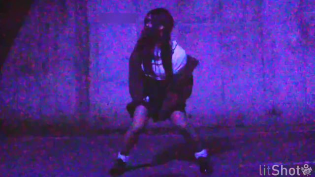 Crossdresser pees in a tunnel in the middle of the night in fear and exposure.