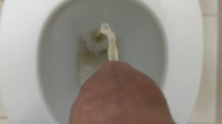 Piss into the toilet