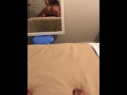 Preview 1 of Amazing blowjob with her ass in the mirror, I need to cum in your throat