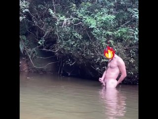 Exhibitionist jerking off in there forest. Great landscape. 