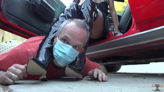 Вы в ловушке! Кожаные сапоги на высоком каблуке Domination Scissorhold