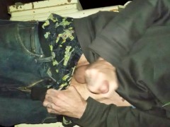 Pissing and stroking late night outside. 