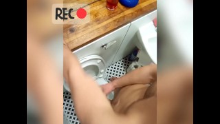 ZaneAndrews pissing in the toilet, wanking and cumming all over myself 