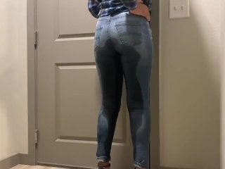 wetting, omorashi, big ass, peeing jeans