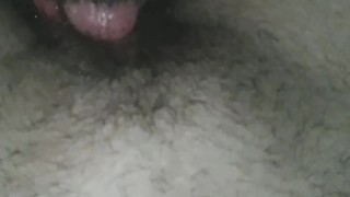 Licking hairy pussy