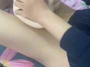 Preview 5 of first time trying this silicone sex doll. man moaning testing new sex toy. 麻里梨夏 mari rika
