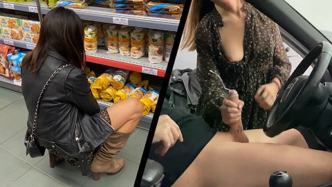 Une fille naïve du magasin m’a surpris en train de me masturber dans un parking public et m’a aidé