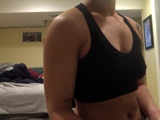 Pre op FTM flexes muscles