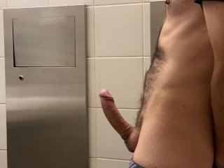 public restroom, exclusive, tit play, big cock