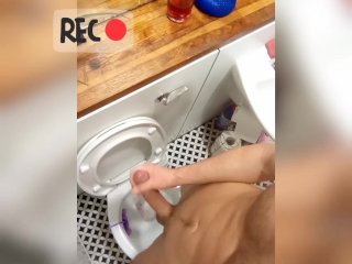 small cock, men wanking, try not cum, bathroom sex