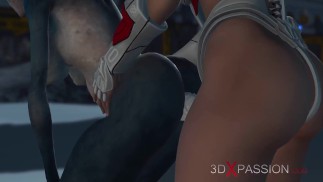 Горячий секс на экзопланете! Женщина-космонавт в скафандре со страпоном играет с инопланетянином