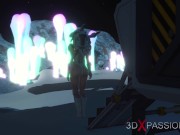 Preview 1 of Hot sex on th exoplanet! An alien gets fucked by a spacewoman in spacesuit with strapon
