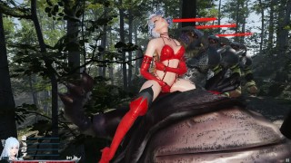 剑姬 SFM 3D 无尽游戏第 1 集在兽人观看时在森林中激烈肛交和性爱