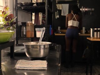 Sexy FitBlack Girl in the Kitchen